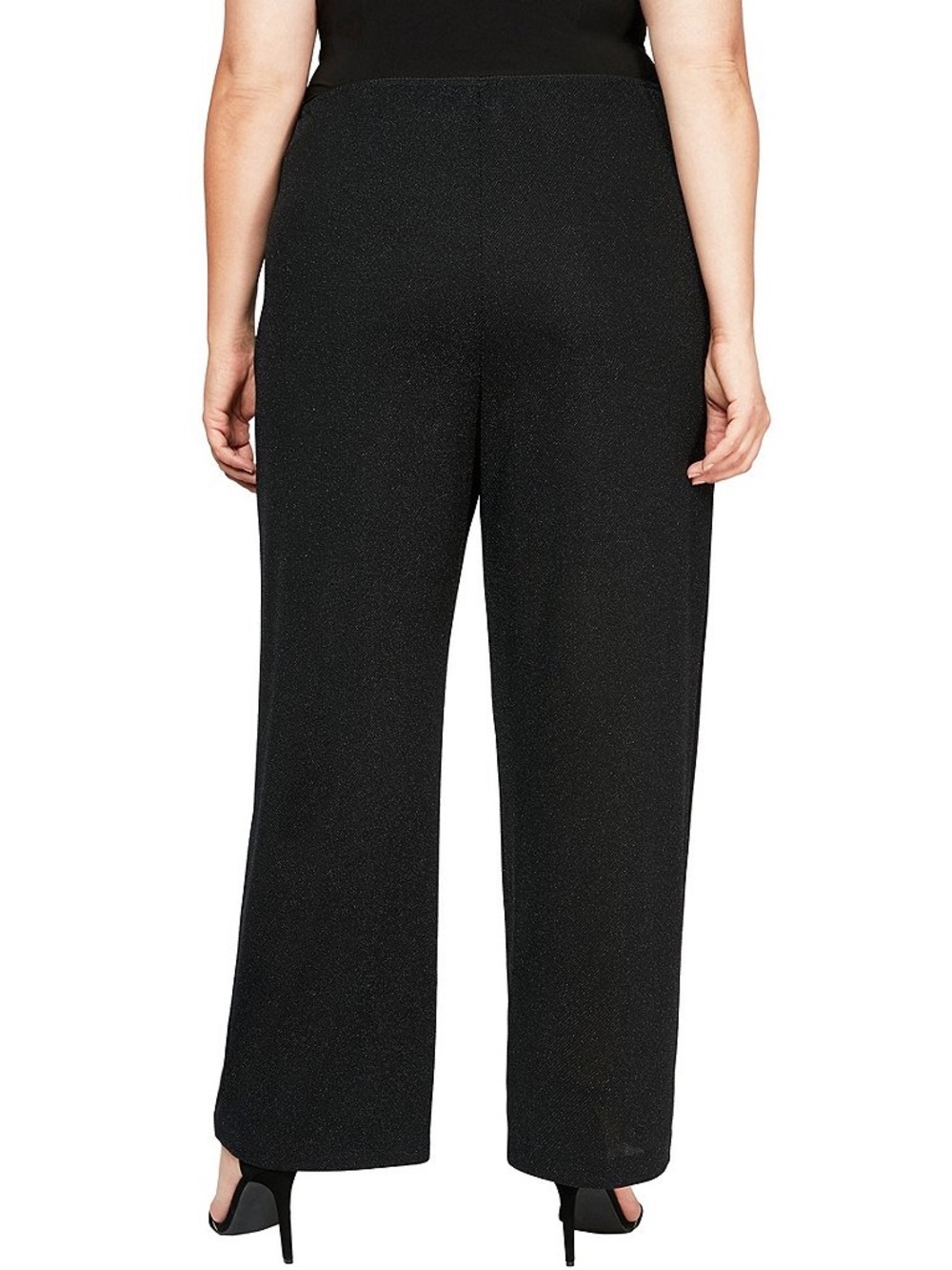 Alex Evenings Black Metallic Knit Straight Leg Pull-On Pants, Women's 1X - Picture 5 of 8